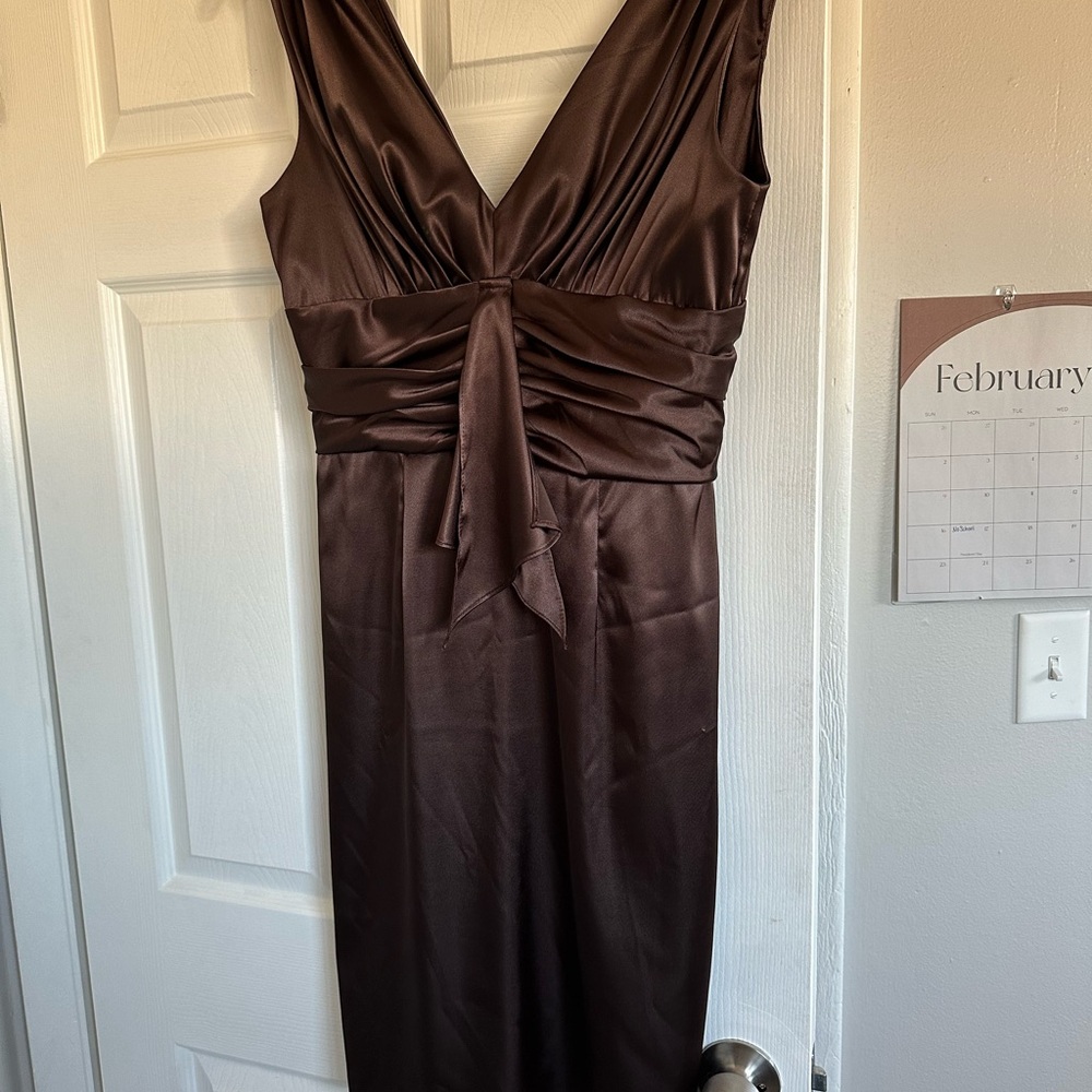Stylish Brown V-Neck Dress